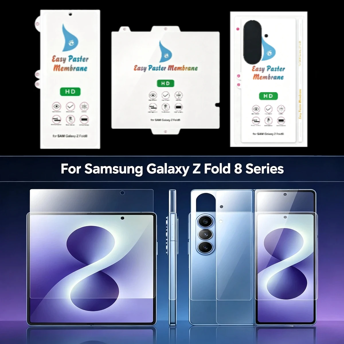 HD Matte Anti-Spy AF Soft Hydrogel Film for Samsung Galaxy Z Fold 8 Ultra Fold 8 Outer Inner Back Transparent Screen Protector