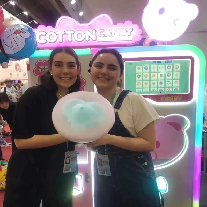 Customized Commercial Automatic English Pizza Machine Ice Cream Machine Cotton Candy Floss Vending Machine For Sale