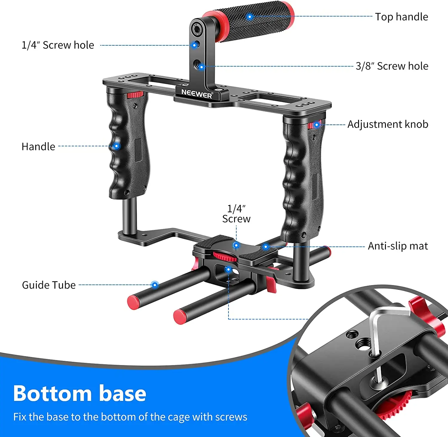 NEEWER Aluminum Alloy Camera Video Cage Film Movie Making Kit for Canon Sony Fujifilm Nikon DSLR Camera and Camcorder