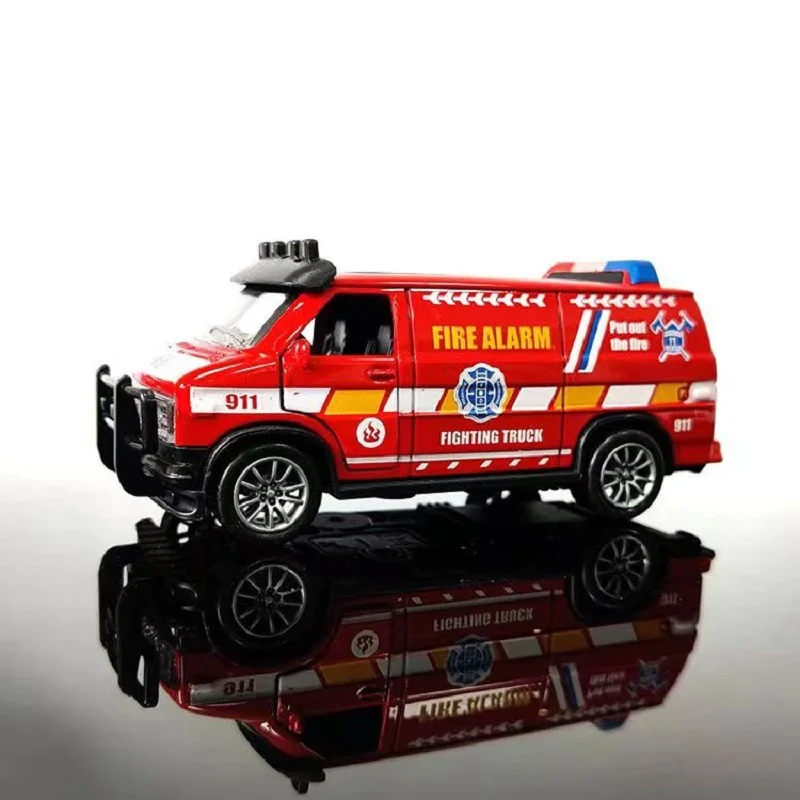 

Mini 1:32 Alloy Miniature Diecast Rescue Vehicle for Kid Boy Pull Back Model Metal Fire Truck Ambulance Police SWAT Toy Car Gift