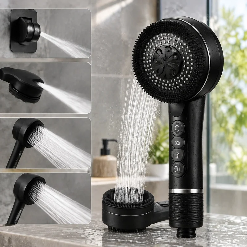 Adjustable Four-Mode Shower Head for Bathroom with Integrated Filter and Leak-Proof Design
