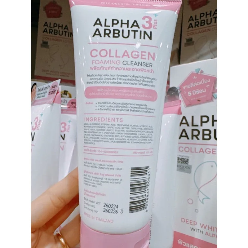 120ml Alpha Arbutin 3 Plus Collagen Cleanser Skin Blemishes Dark Spots Bright White Firmness Brightening and Even Skin Tone