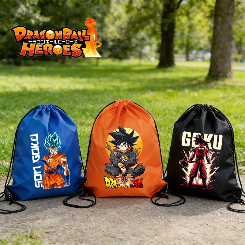 

Dragon Ball Drawstring Gift Bag Man Backpack Anime Figure Polyester Handbag Male Portable Outdoor Hiking Garment Storage Bag New