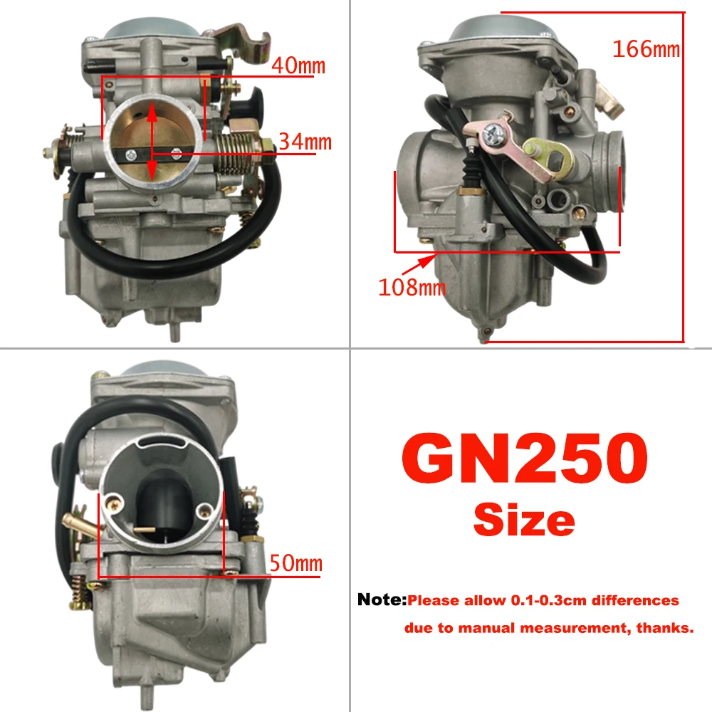 Carburador para Suzuki, GN 250, GN300, Dr250, Yamaha Sr250, Roketa Jianshe JS400-7, Hensim HS400, Scout, 300CC-400CCCarb