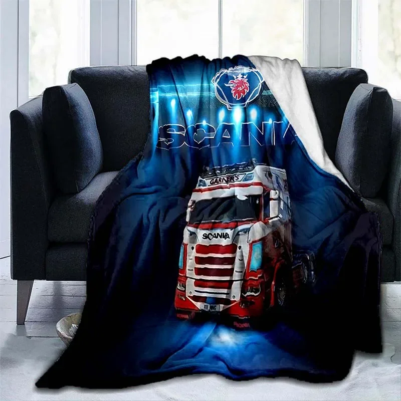 S-Scania Throw Blanket Heavy Truck Cover Flannel Warm Soft Plaid Car Seat Blanket Plush Home Decoration Gift