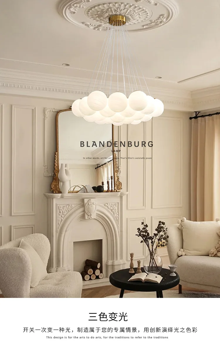 Lámpara colgante de bola de burbuja de cristal para niños, luz colgante francesa de bola de cristal, Bean mágico, nube, Luna, comedor, sala de estar
