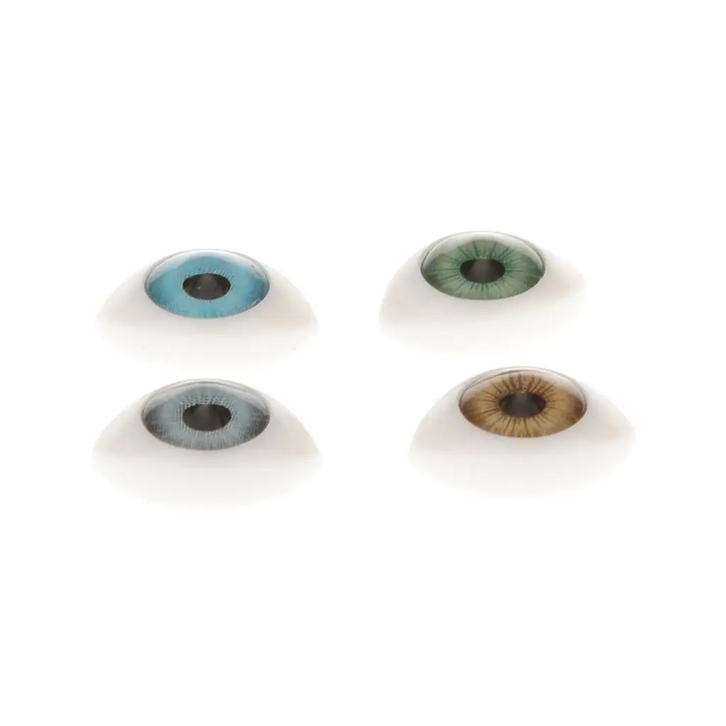 4 Pairs Ovale Platte Achterkant Plastic Ogen 5mm/6mm/7mm/8mm/9mm Iris voor Porselein of Reborn Poppen Maken DIY Benodigdheden