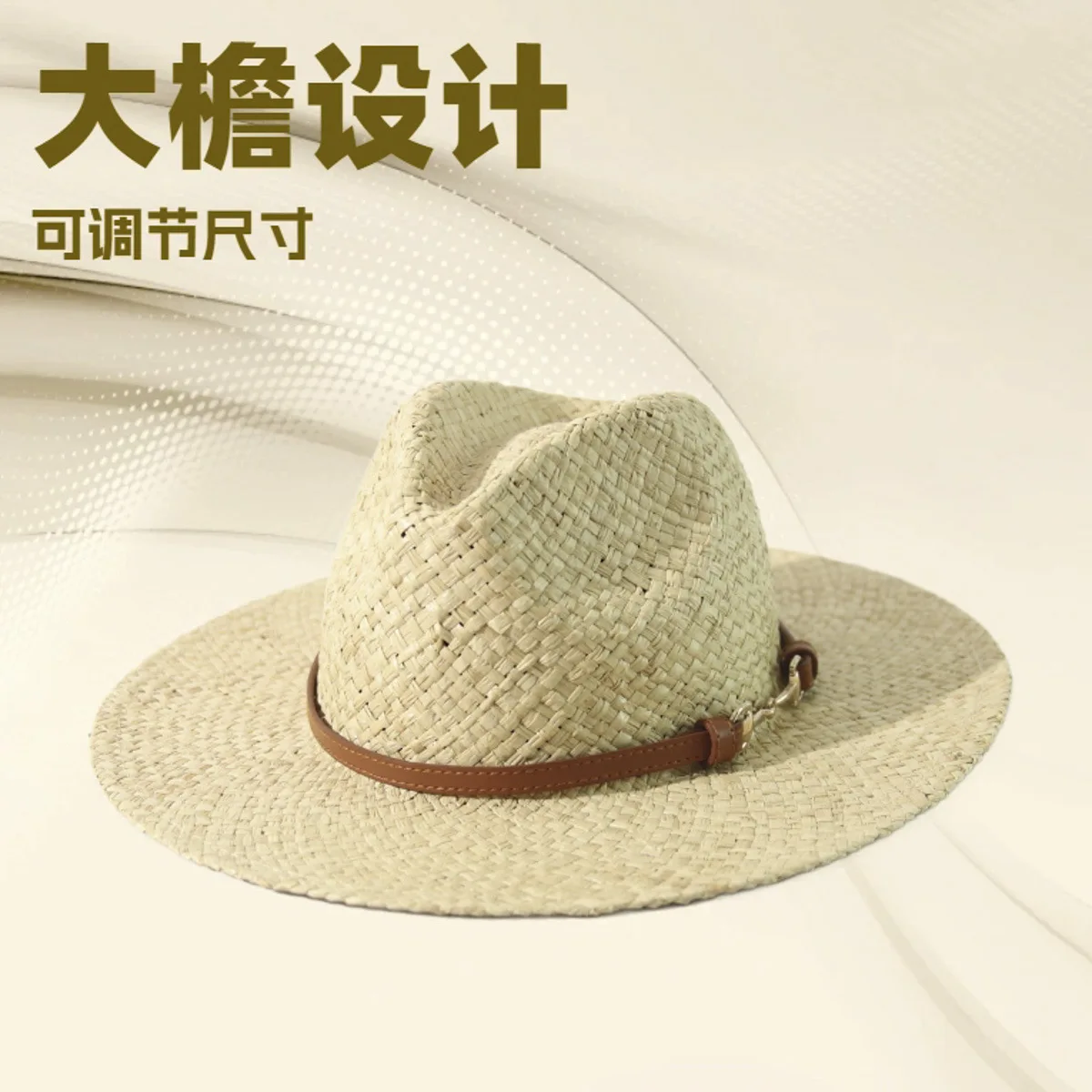 Unisex Wide Brim Panama Straw Fedora, British Vintage Classic European Rafia Sun Hat Cross Border
