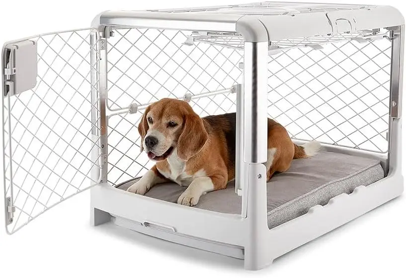 

Collapsible Dog Crate with Wheels - Premium Portable Dog Crate - Safe, Stylish, and Convenient Indoor Kennel