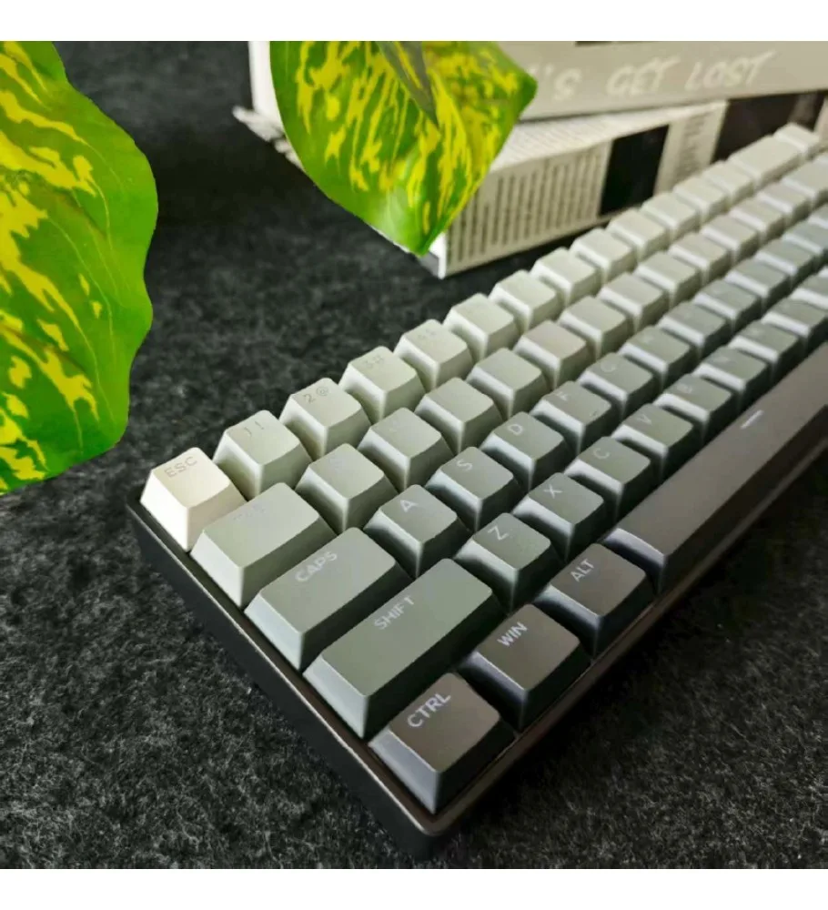 Gradual change gray mechanical keyboard keycap is engraved with light, gradual change adaptation 68 keys 87 keys 108 keys