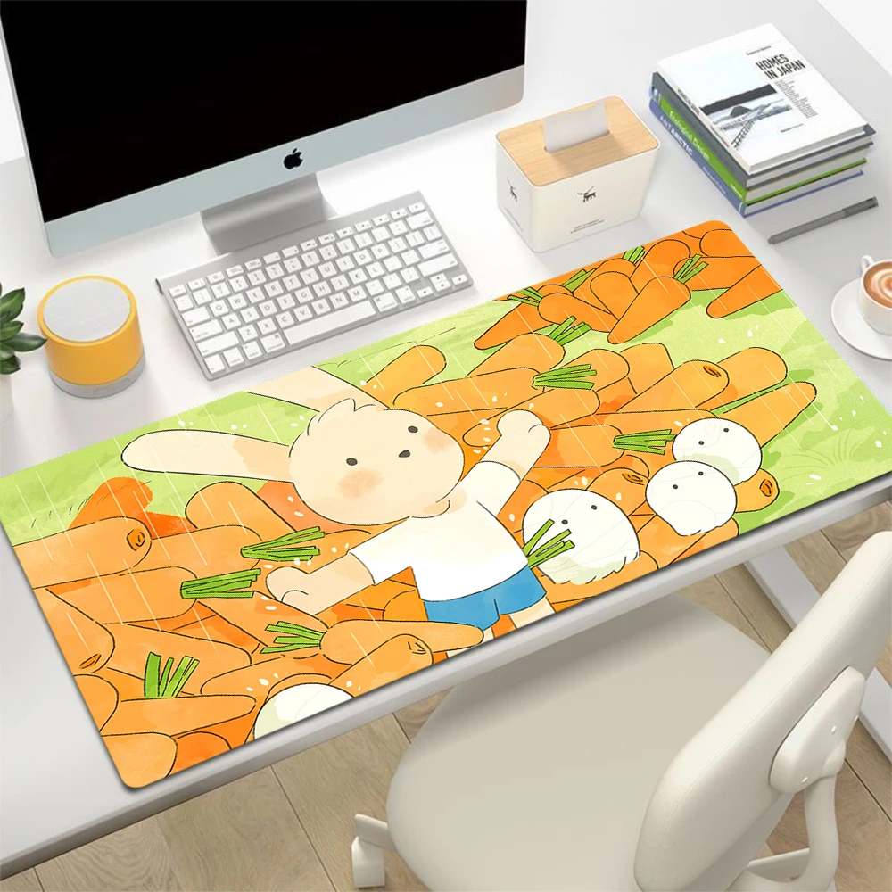 Kawaii Rabbit Green Anime Deskmat Large Game Mousepad Cute Cartoon Scenery Mouse Pad Laptop Office Extended Table Mat Big Carpet