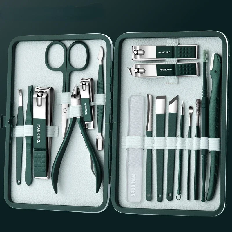 

18pcs set Nail Cutter Set Stainless Steel Nail Clippers Set With Folding Bag Manicure Kits Scissors Makeup Beauty Tool