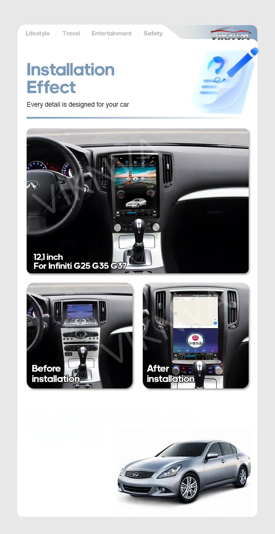 

Carplay Car Radio for Infiniti G25 G35 G37 2010-2013 Android Vertica Screen Multimedia Player Navigation 4G WIFI Head Unit