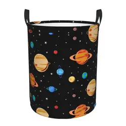 Custom Cute Planets Pattern Laundry Basket Foldable Space Galaxy Universe Clothes Toy Hamper Storage Bin for Kids Nursery