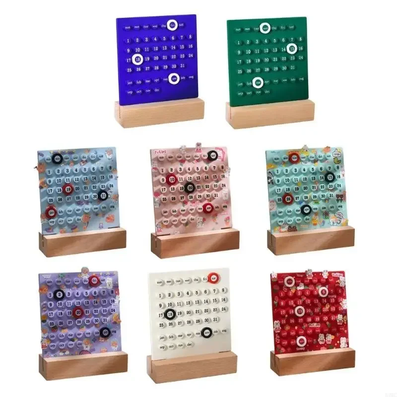 

Ежемесячный постоянный календарь с деревянным основанием, настольный АБС-пластик, постоянный календарь, напоминание об обратном