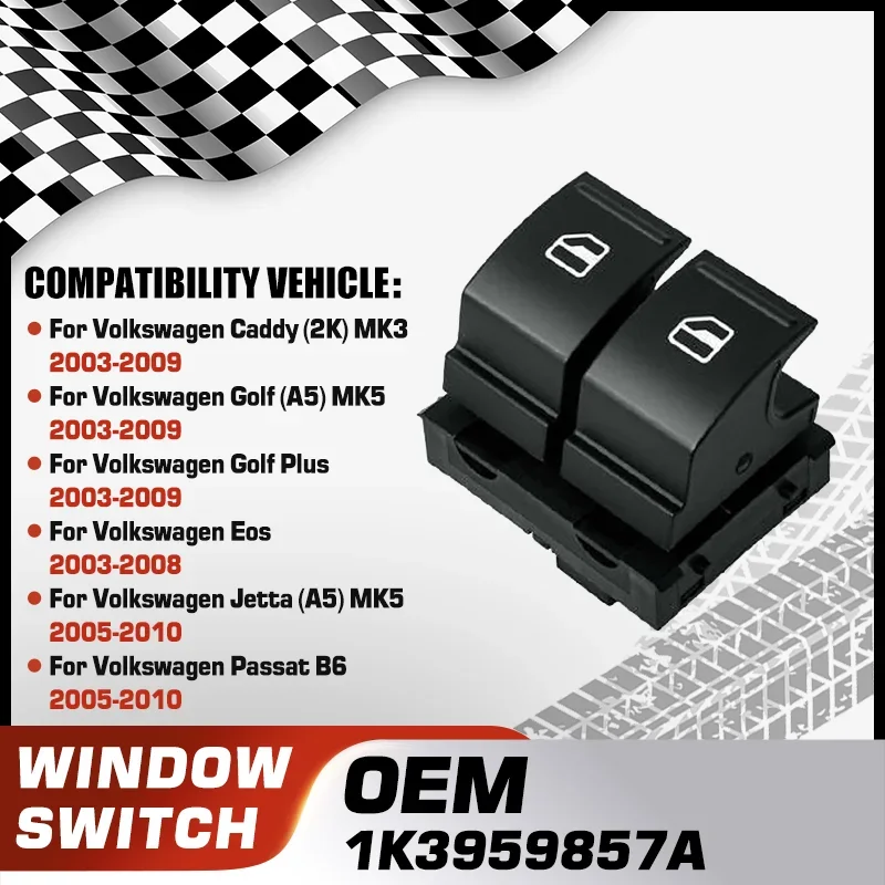 

Car Window Lifter Control Switch For Volkswagen Caddy MK3 Volkswagen Golf Volkswagen Eos Volkswagen Passat B6 1K3959857A 4 Pins