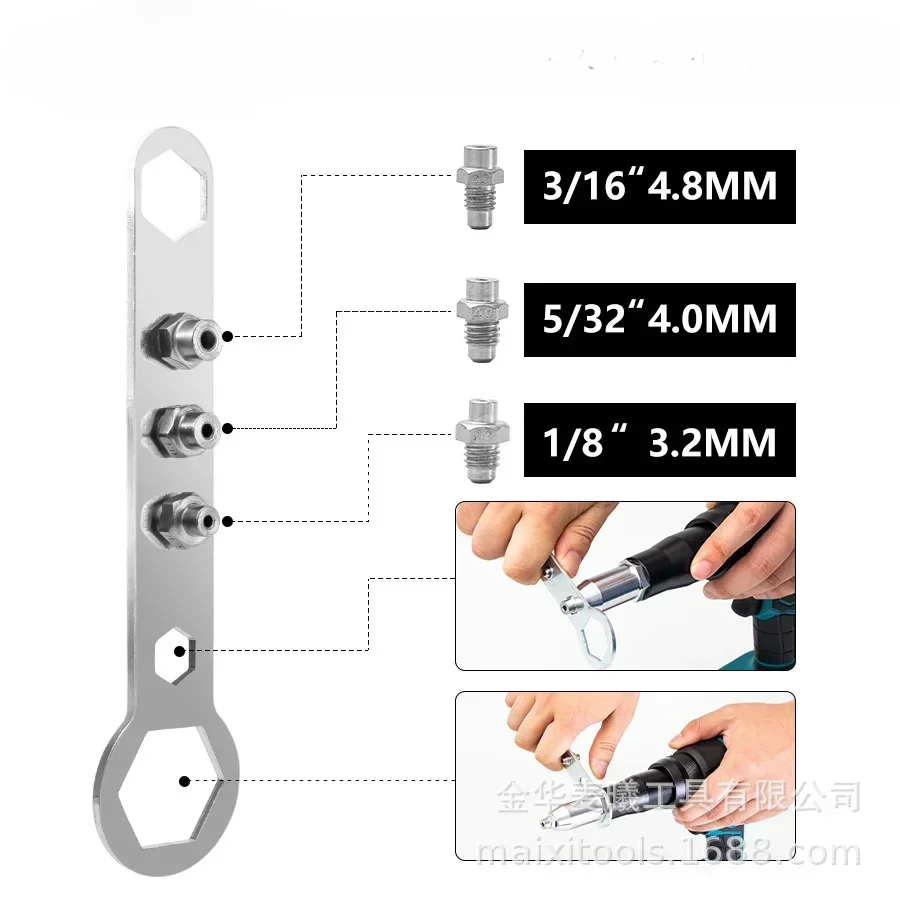 Pistola remachadora de batería de litio de 21V, Motor sin escobillas, de acero inoxidable, portátil, totalmente automática, 3,2/4,0/4,8mm