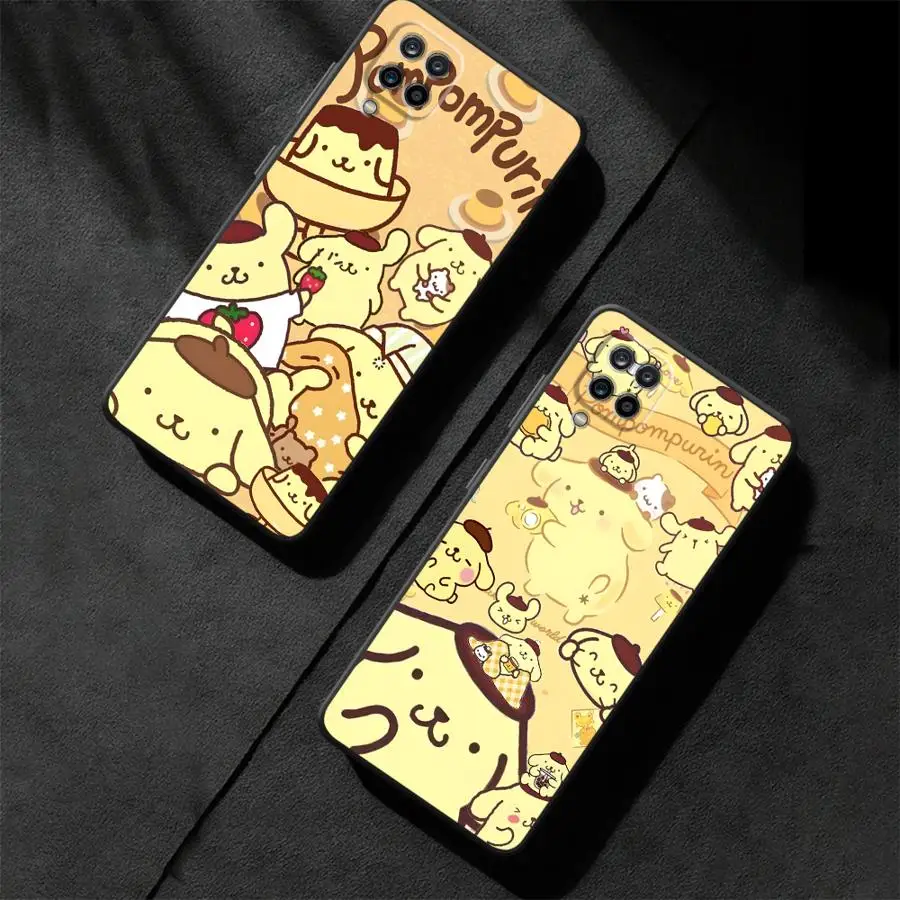 حافظة لهاتف سامسونج جالاكسي A06 A05 A10 A12 A04 A50 A17 A70 A30 A15 A40 A16 A20 A13 غطاء هاتف ناعم أسود سانريو لطيف Pompompurin
