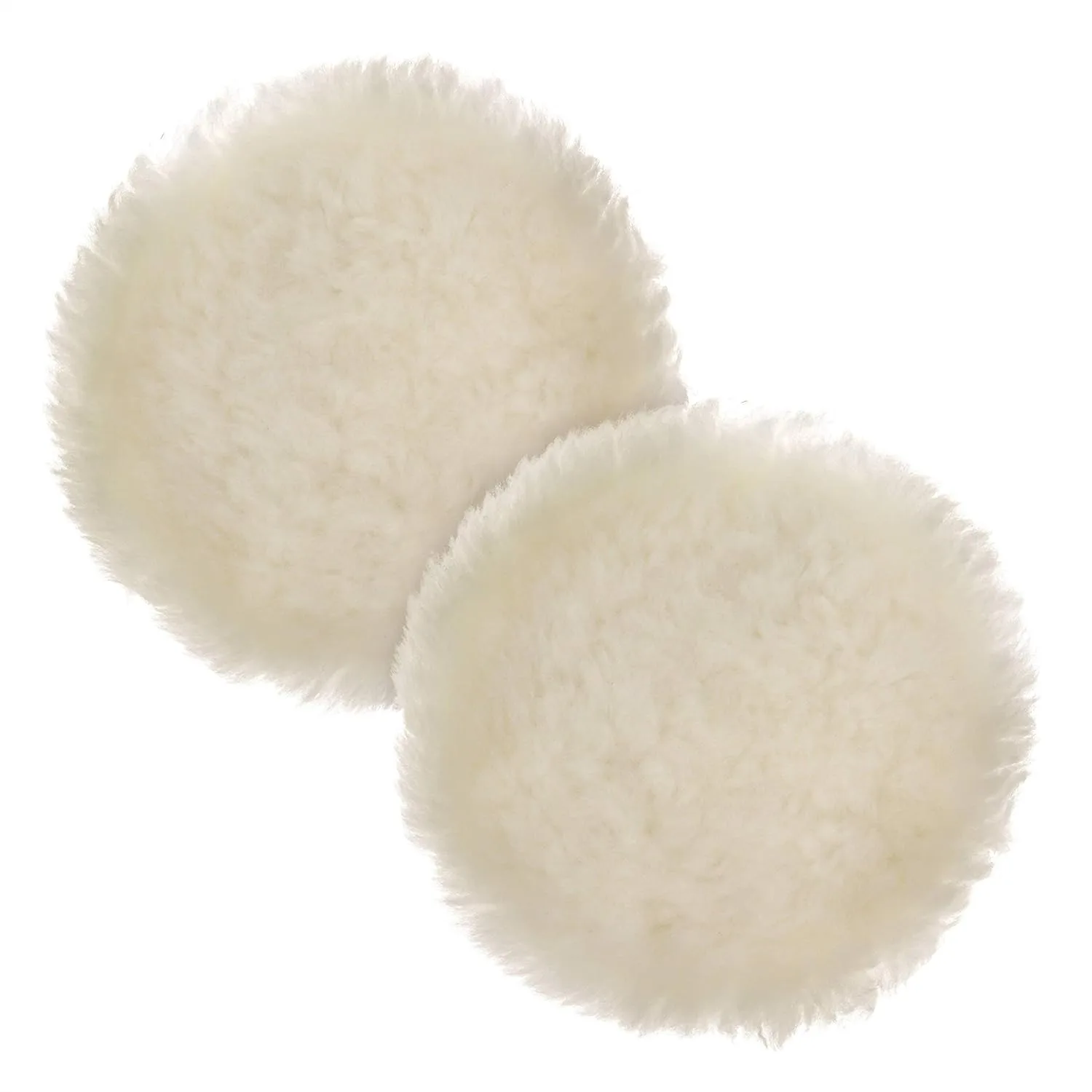 

6 Inch Wool Buffing Pads (2 Pack) - 100% Natural Wool, Hook and Loop for Orbital Buffer, Professional Car Detailing with