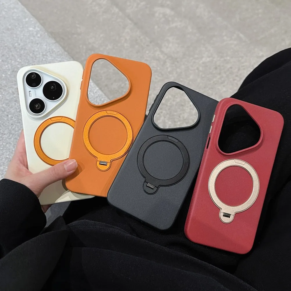 

With Holder For HuaWei Pura 90 Pro Max Phone Case Matte Magnetic Wireless Charger Shockproof Non-slip Protective Back Cover