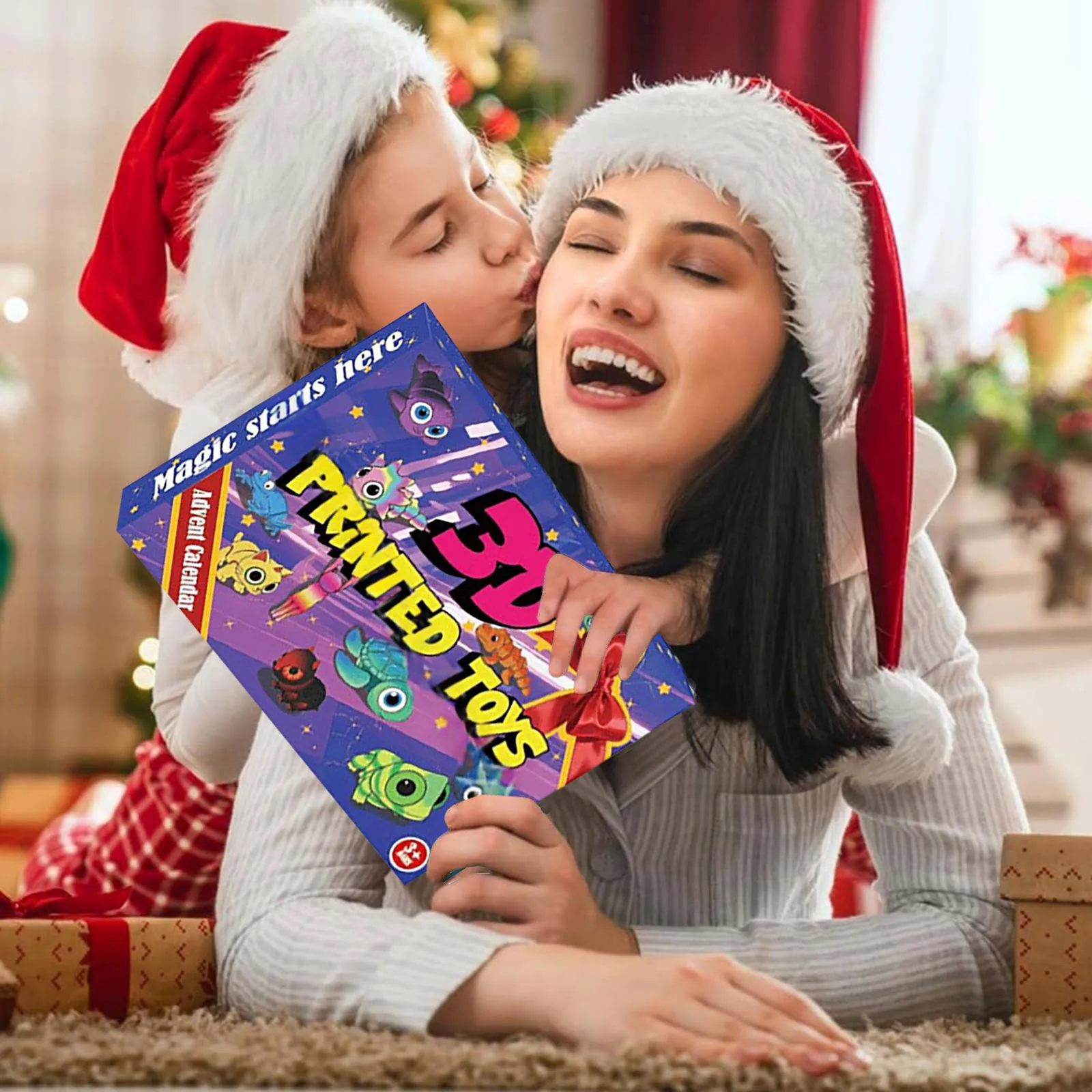 Calendrier de Noël pour enfants Compte à rebours Calendriers de l'Avent de Noël imprimés en 3D 2025 24 jours de Noël à piles avec minuterie lumineuse