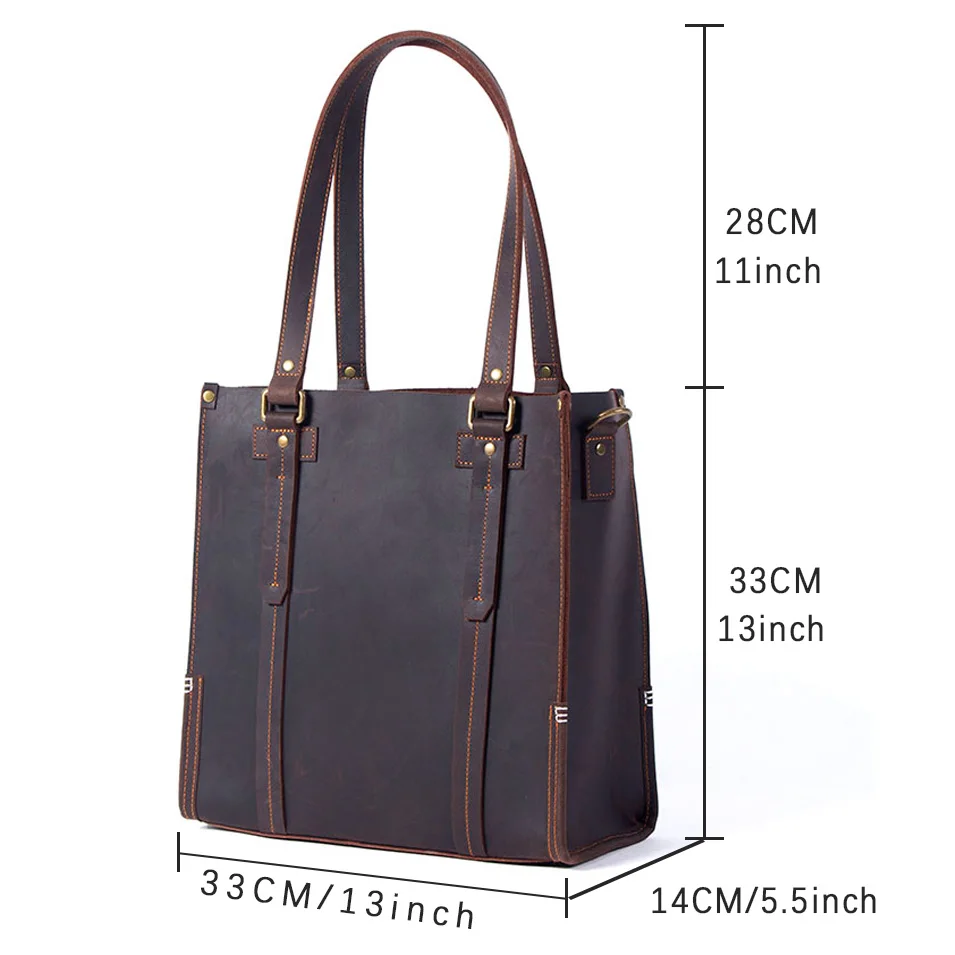 S.WORKER Vintage Echtleder Herren-Handtasche Rindsleder Aktentasche Schultertasche Handgefertigte Tragetasche 2020 NEU Crazy-Horse-Leder – Detail 3