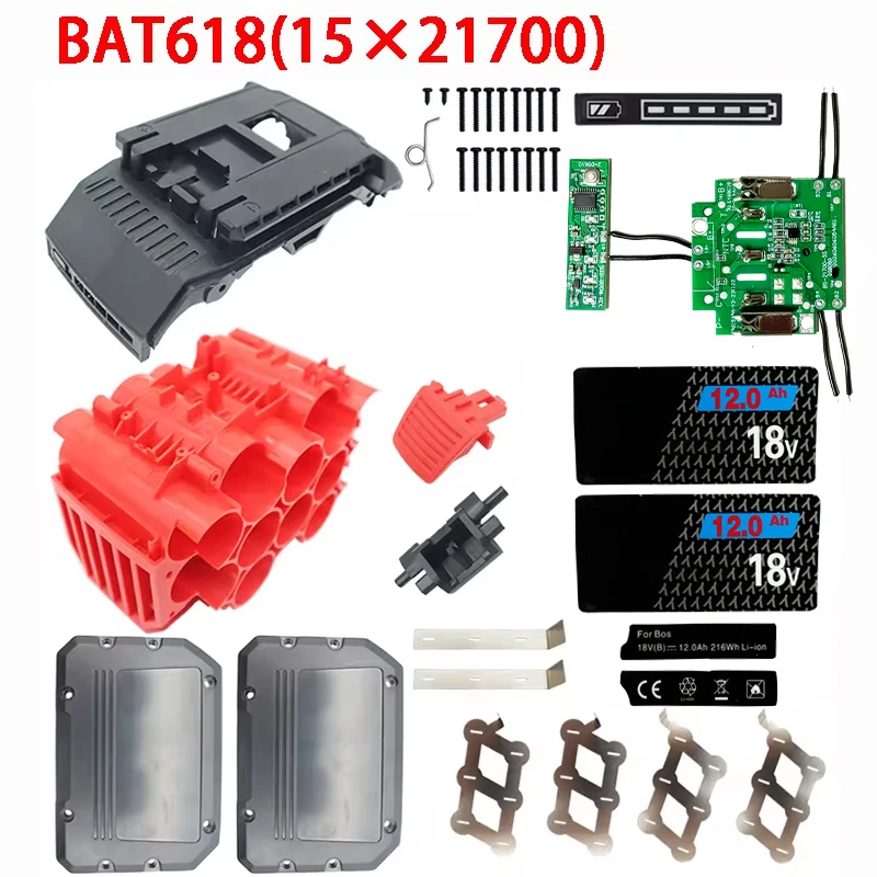 15x21700 BAT618 Lithium Battery Plastic Case PCB Charging Protection Circuit Board For Bosch 18V BAT610 BAT609G BAT618G Housing