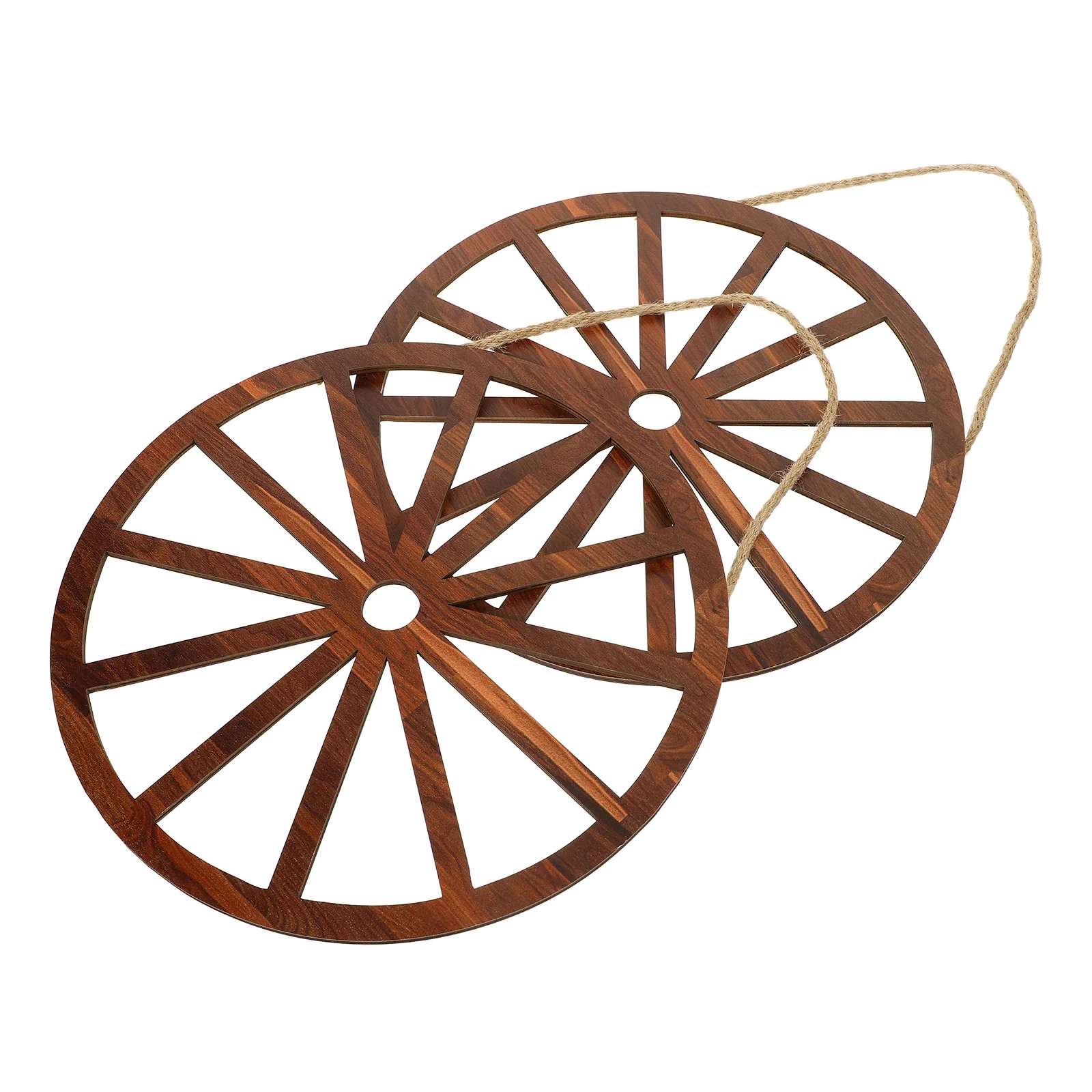

2Pcs Vintage Wooden Wagon Wheel Wall Decor Rustic Hanging Art for Home Garden Bar Garage Wagon Wheel Wall Decor