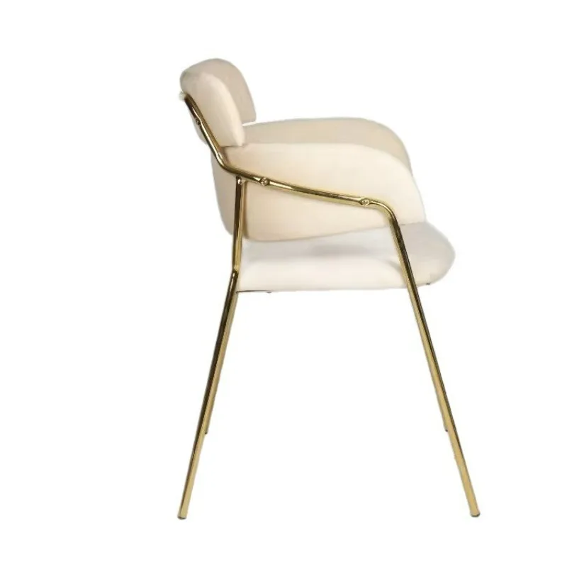 

Modern simple dining room dining chair household living room light luxury velvet back chair cafe velvet metal legs