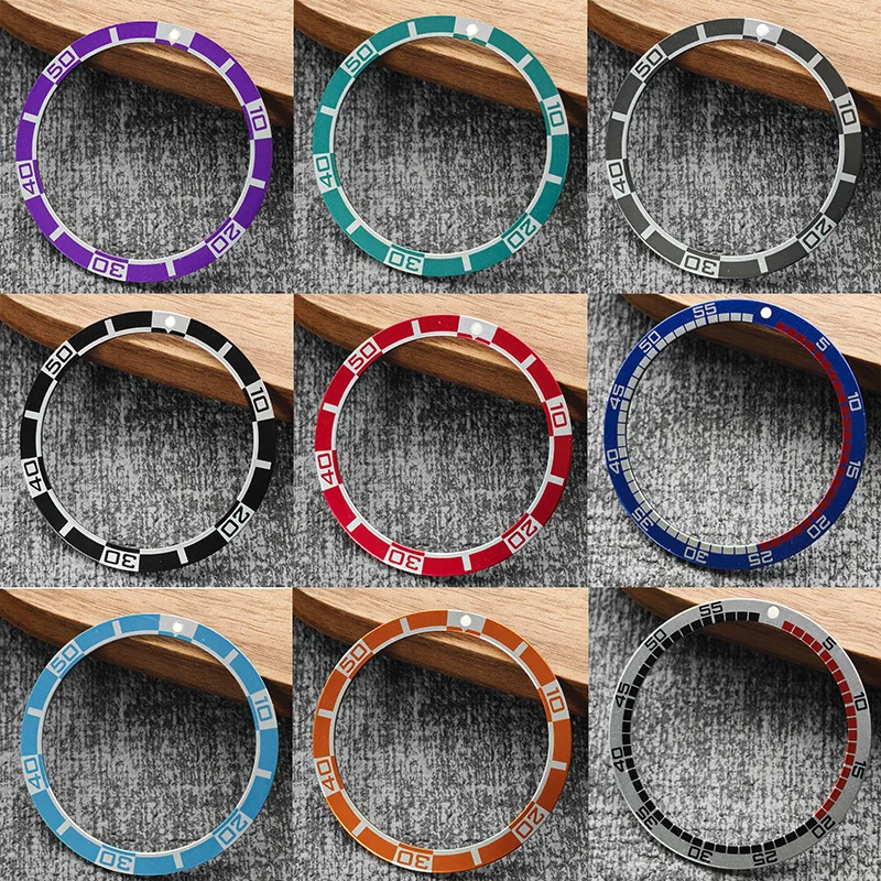 38mm×31.5mm Watch Bezel Inserts Aluminum Various Styles Flat Bezel Fit SKX007 SKX009 SRPD Watch Case Watch Parts And Accessories