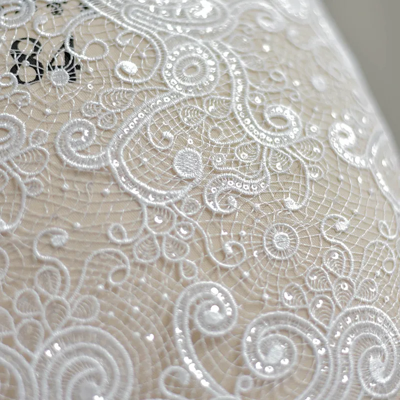High - end Water - soluble Lace European - style Hollow Small Sequins Fabric for DIY Wedding Dresses and Cheongsams Accessories