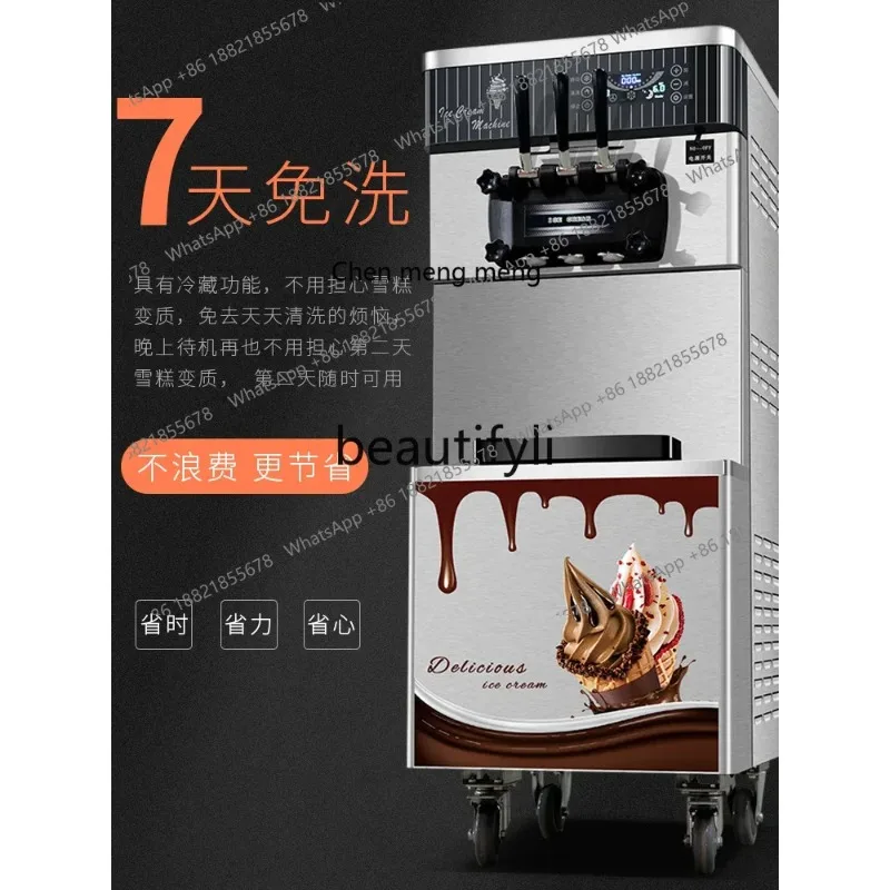

X Ice Cream Machine Commercial Fully Automatic Ice Cream Cone Machine Three-Color Pre-Cooling PreservationX