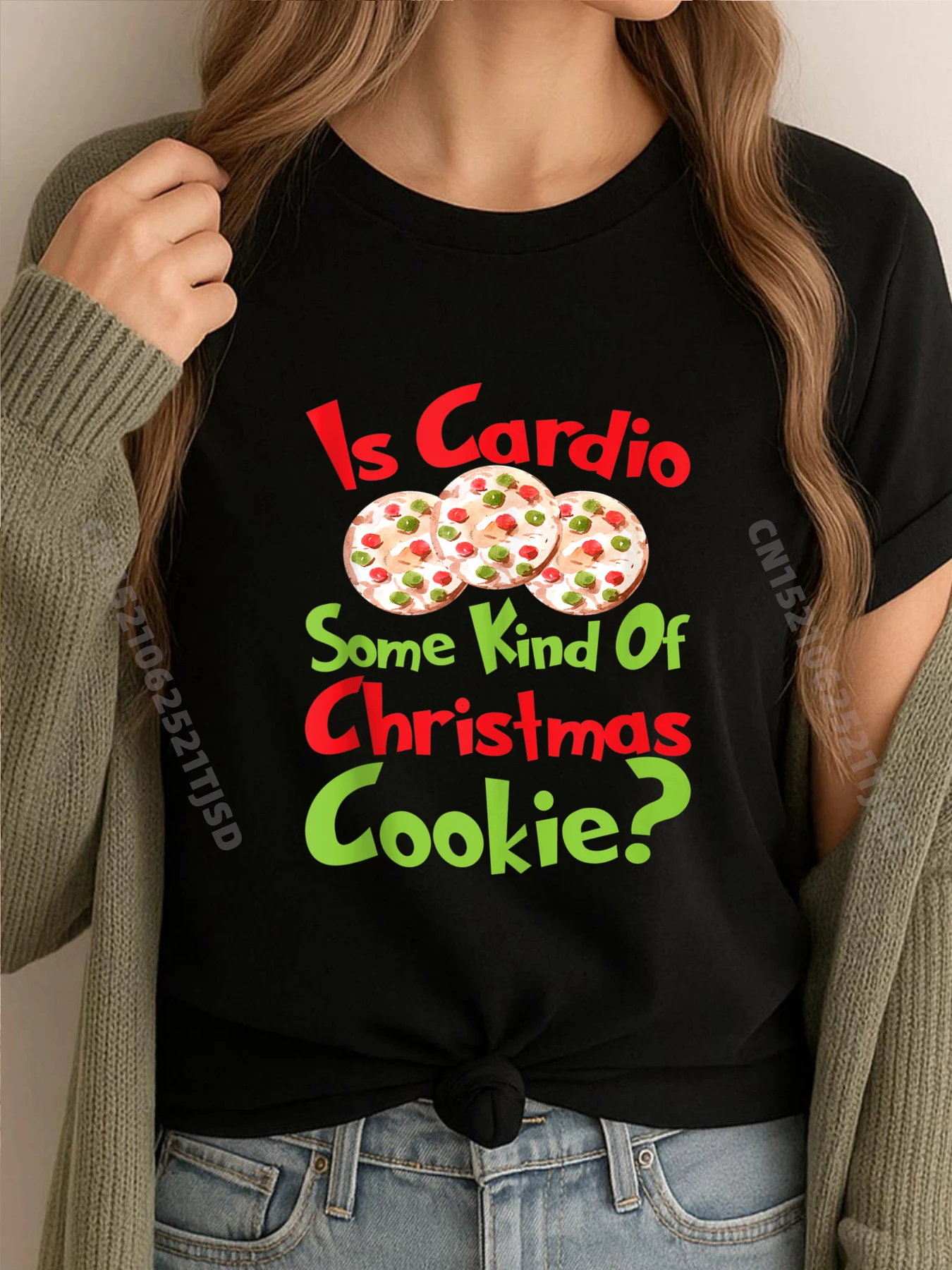 

Рождественское печенье Кардио рубашка Уродливый рождественский свитер Забавная рубашка Осенние футболки Роскошные