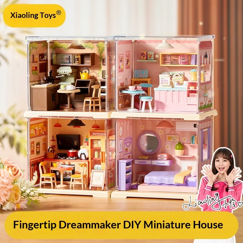 

Набор для сборки миниатюрного домика Xiaoling Toys DIY, 3D-модель кукольного домика ручной работы с теплой LED-подсветкой, микро-модель, подарок на день рождения для девочек от 6 лет