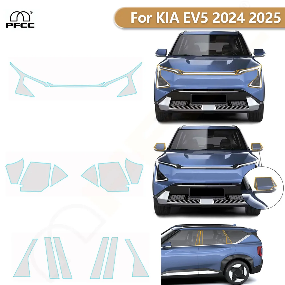 

For KIA EV5 2024 2025 Pre-cut PPF Bra Headlight Rearview Film B C Pillars TPU Protection Film Anti-scratch Clear Kit Resistant