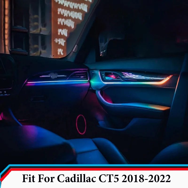 

64 цвета, 28 осветительных приборов, подходят для Cadillac CT5 2018 2019 2020-2022, модификация дверной панели, Симфония окружающей среды