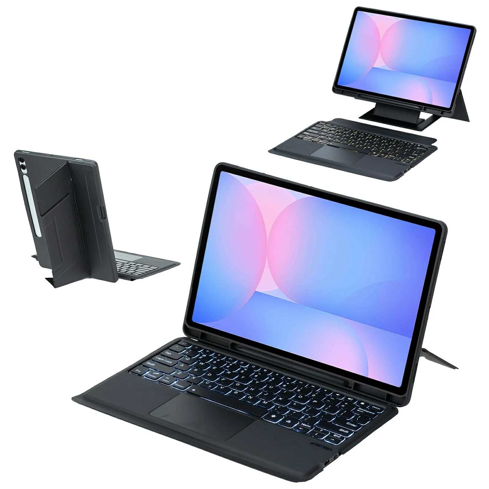 

HY-820B For Samsung Galaxy Tab S10 FE+ X620 / X626B Detachable Touchpad Backlit Bluetooth-Compatible Keyboard Tablet Stand Cover