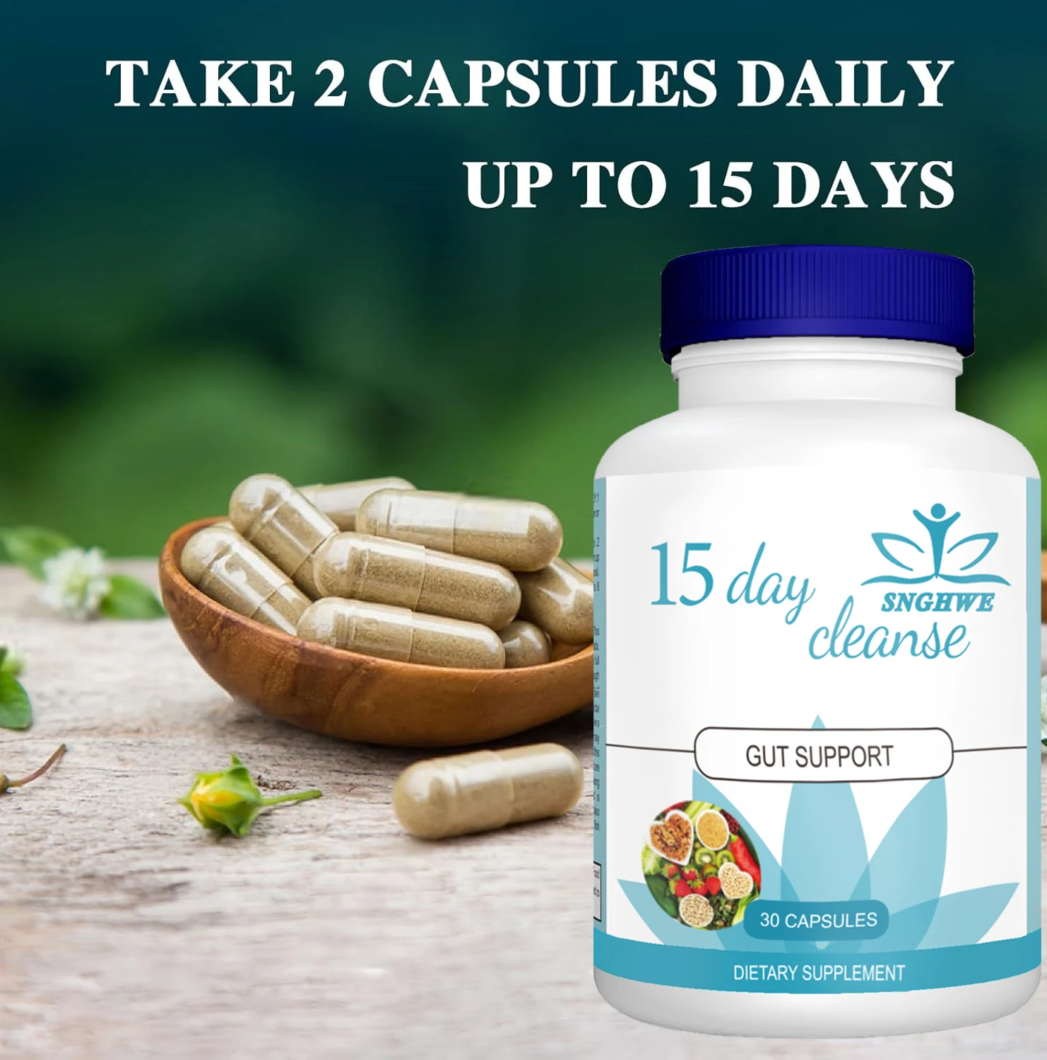 Gut and Colon Cleanse & Detox for Weight Loss-15 Day Quick Cleanser - Capsules Supplement to Flush Toxins&Boost Energy for Adult