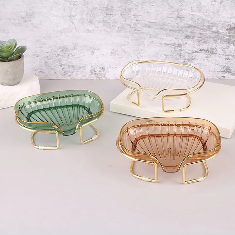 Bathroom Soap Dish Light Luxury Plastic Soap Case With Drain Holder Soap Storage Case Tray Container Bathroom Gadgets