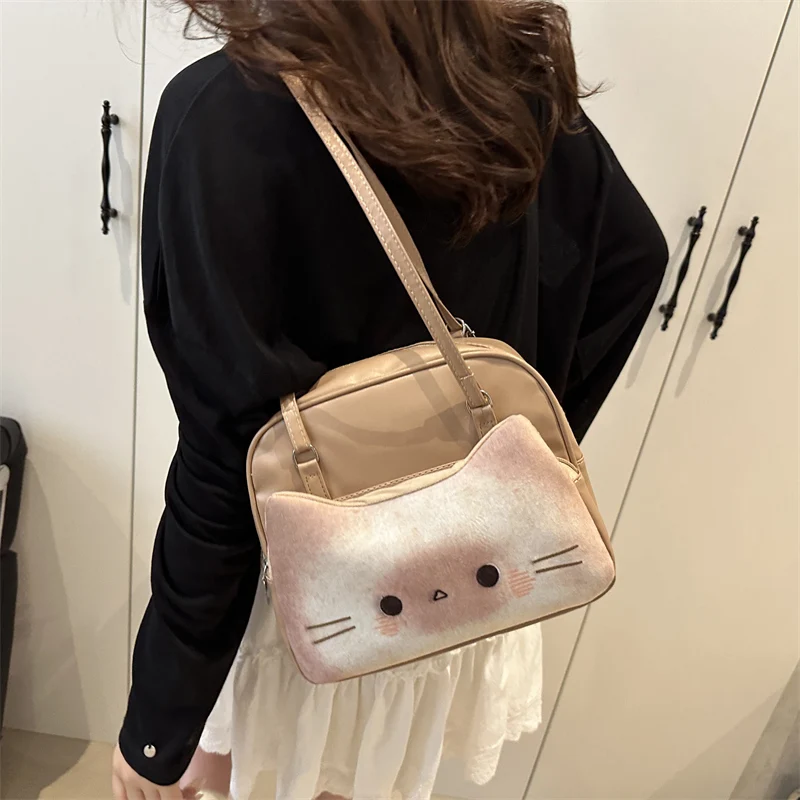Cute Bread  Backpack Large Capacity Fashionable Multi-Functional Women's Shoulder Bag Casual Simple Style Soft Polyester L...