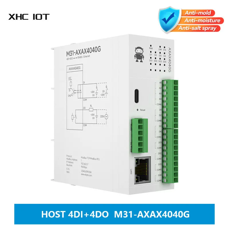 

4DI+4DO Distributed Remote IO Module Analog Switch Acquisition Host Module Free Splicing Support PNP NPN XHCIOT M31-AXAX4040G