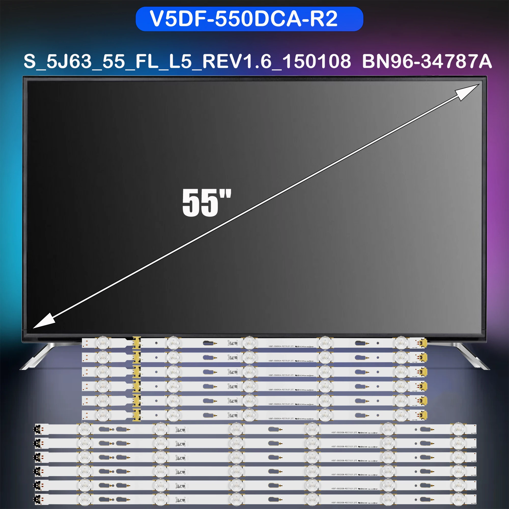 

LED BackLight Strip For BN96-34788A UE55J6370S UN55J6520AF UE55J6370SU UE55J6300AK UE55J6500 UE55J6500AU UN55J6550AF UE55J6350