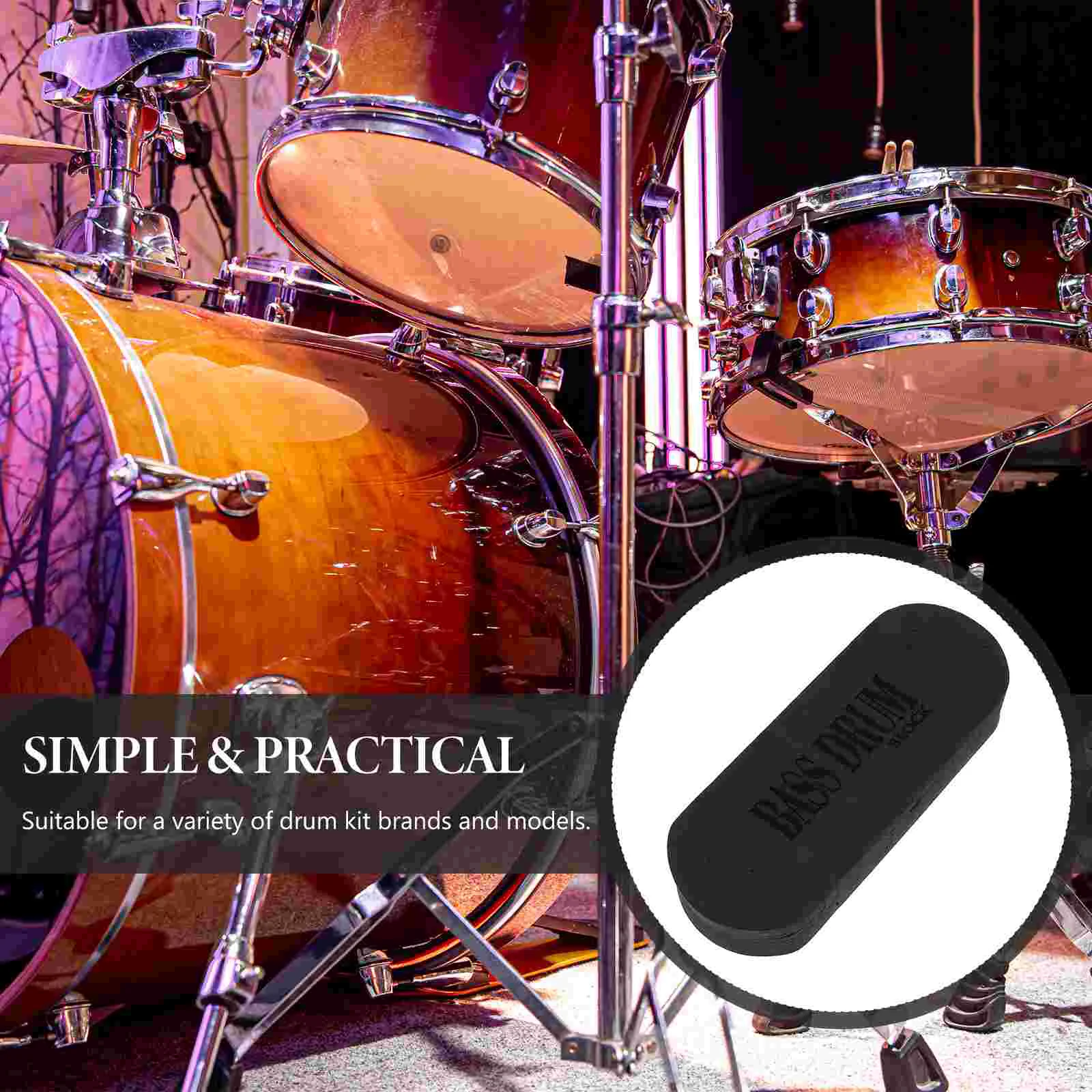 Non-slip Block for Bass Drum Cotton Musical Instruments Stopper Black Sponge Drummers Gift