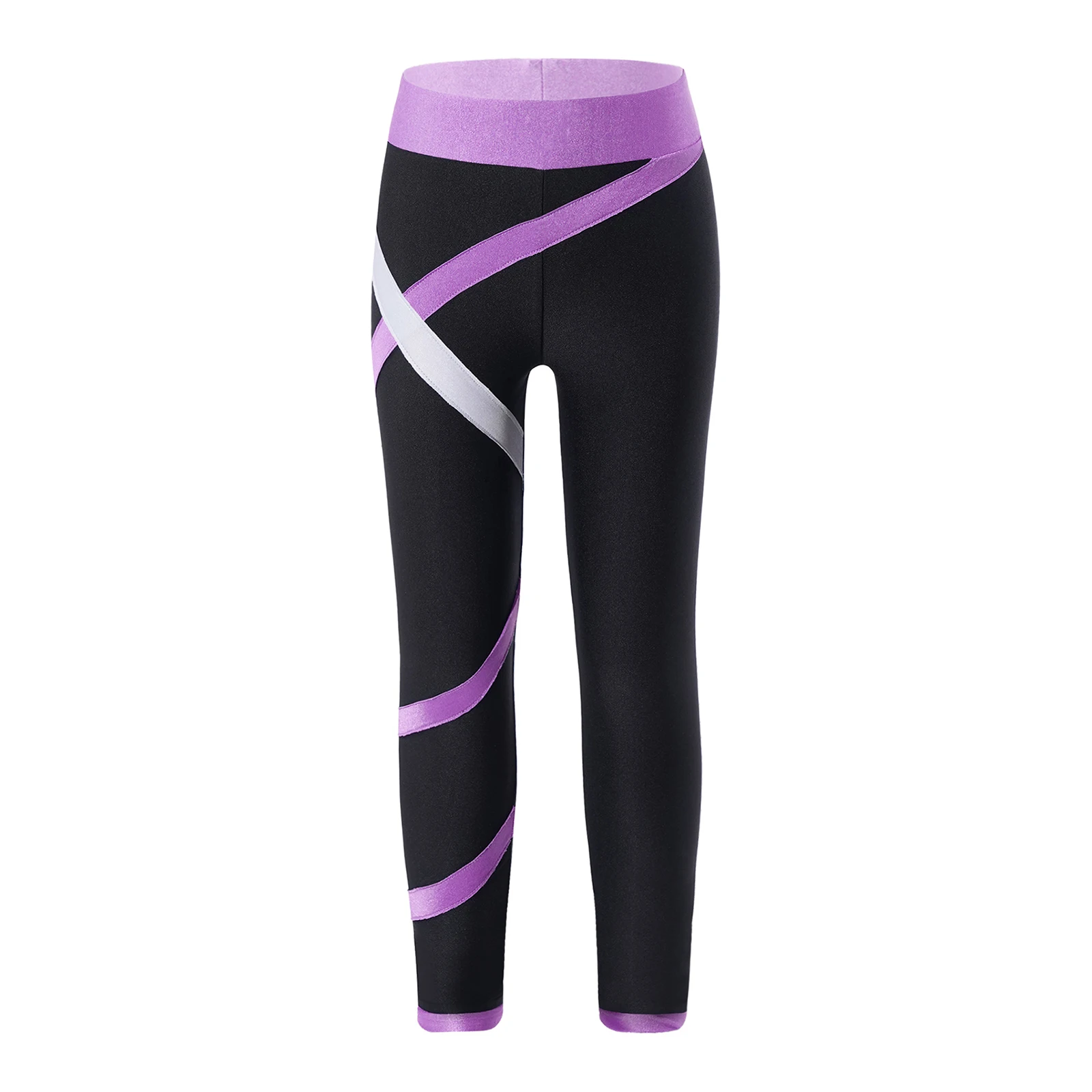 Kids Girls Figure Skating Pants Stretchy Skinny Workout Dance Leggings Training Practice Sports Bottoms Sportswear Activewear