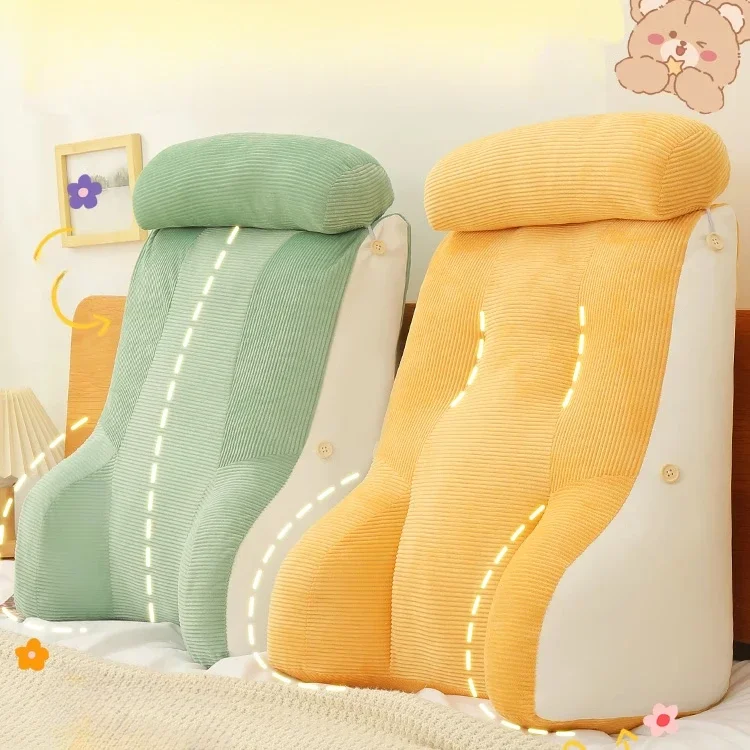 Raise Solid Color Large Backrest on The Bed Read A Book Fiddling with The Phone Protect The Waist Detachable Pillow Seat Cushion