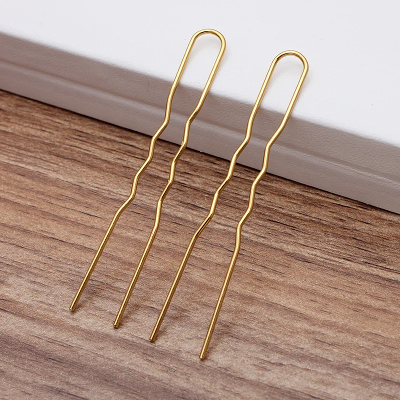 

50Pcs Simple U Shape Metal Hairpin Wavy Hair Sticks Hair Forks Updo Bun Holder Clips Vintage Headwear DIY Hair Styling Tools