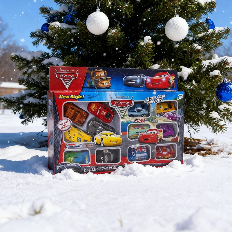 HEISS! 12 Teile/satz Geschenk Box Disney Pixar Auto Zurück Kraft Lightning Mcqueen Jackson Storm Mater Modell Auto Spielzeug Weihnachten Geschenk für Kinder
