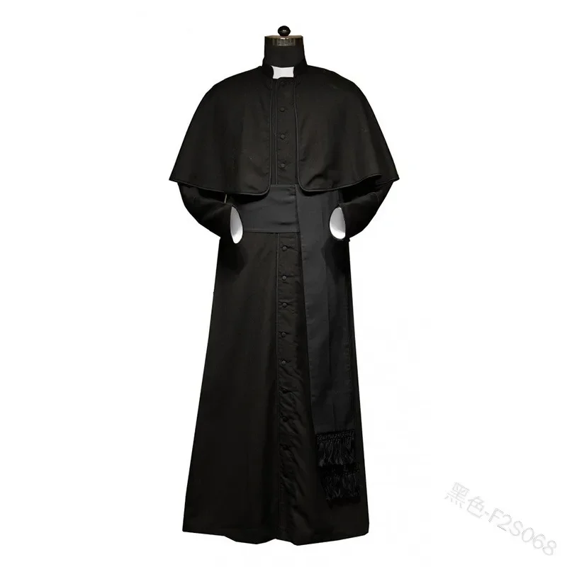 legend Clergy Robe Cassock with Black Cincture Medieval Clergyman Vestments Roman Priest Robe Cassock Costume