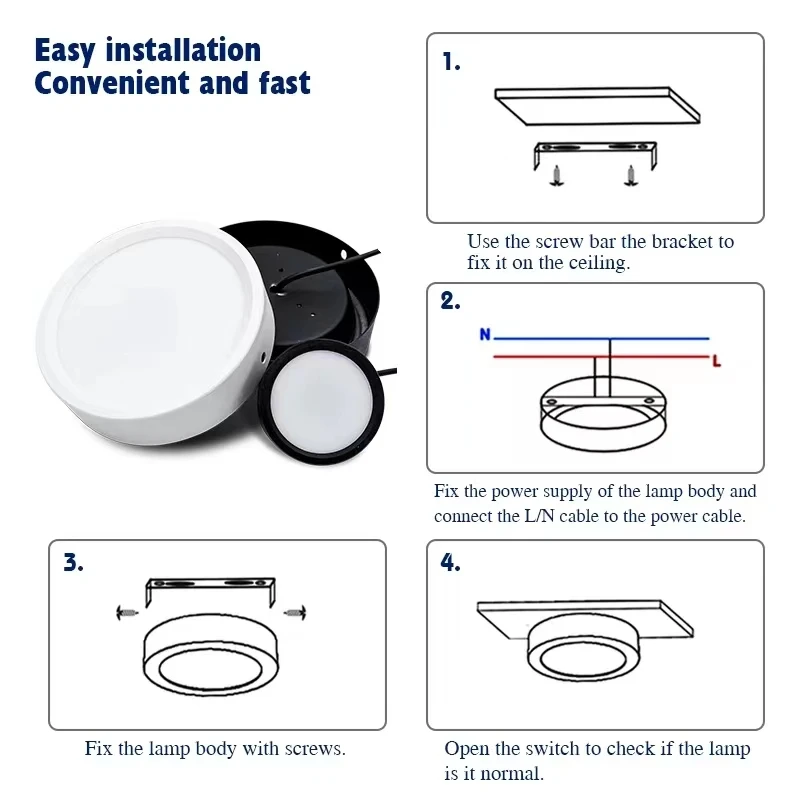 9 W 12W 15W 18W LED typu Downlight 110V 220V montowane na powierzchni okrągła lampa sufitowa LED lampa panelowa ciepły chłodny biały reflektor do