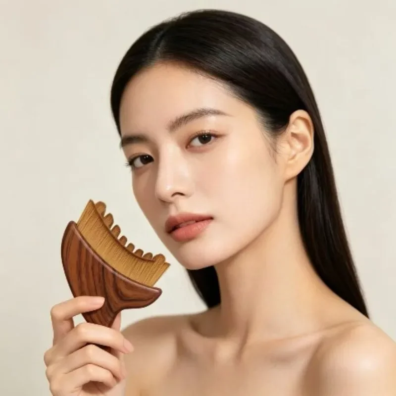 Portable Dry Facial Brush Soft Bristles Contoured Lymphatic Massage Tool Face Sculpting Device Home Spa Gentle Exfoliation Brush